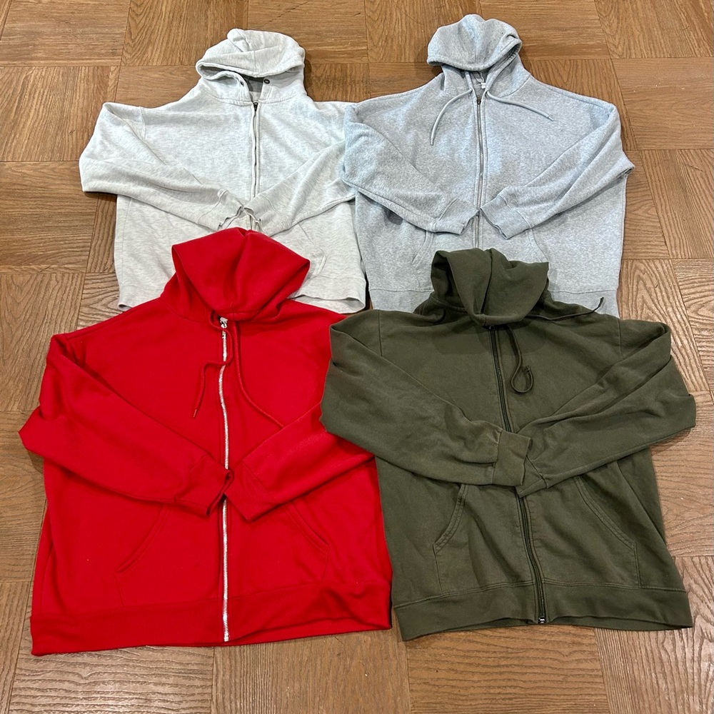 4 Pack Large Draw String Comfortable Full Zip-Up Hoodies !!